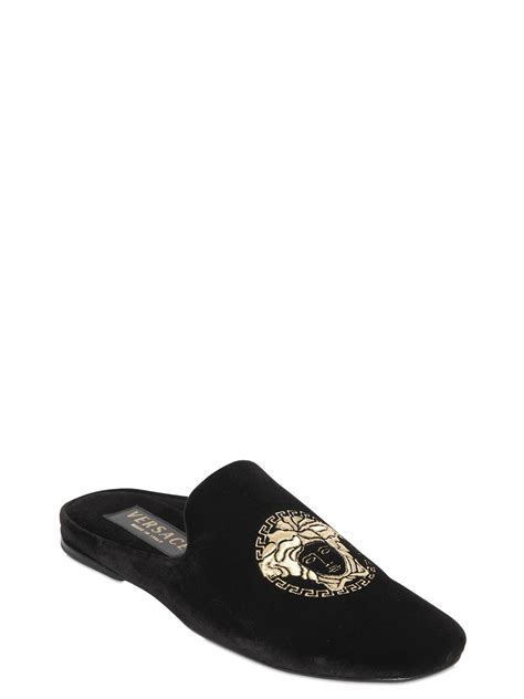 Versace men's black label slippers